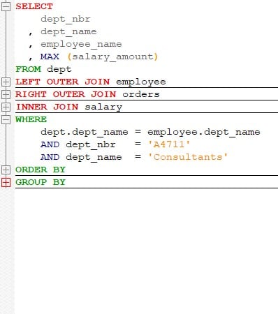 Sql Formatter Code Folding