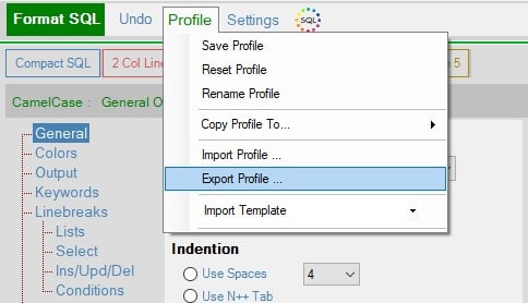Sql Formatter Notepad Export Profile