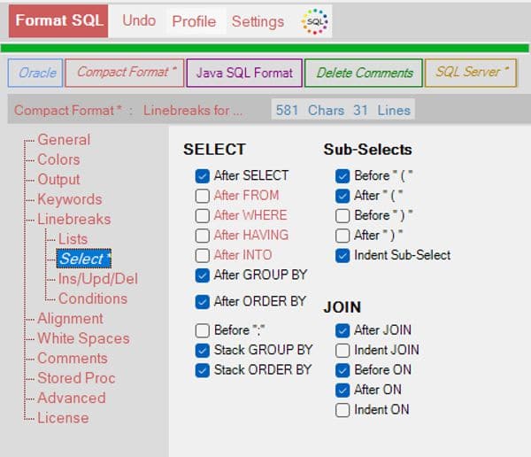 Sql Formatter Profile 5