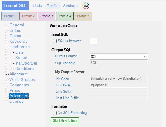 Sql Formatter Generate Source Code