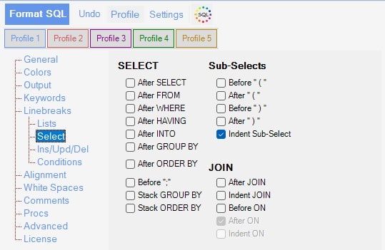 Sql Select Options