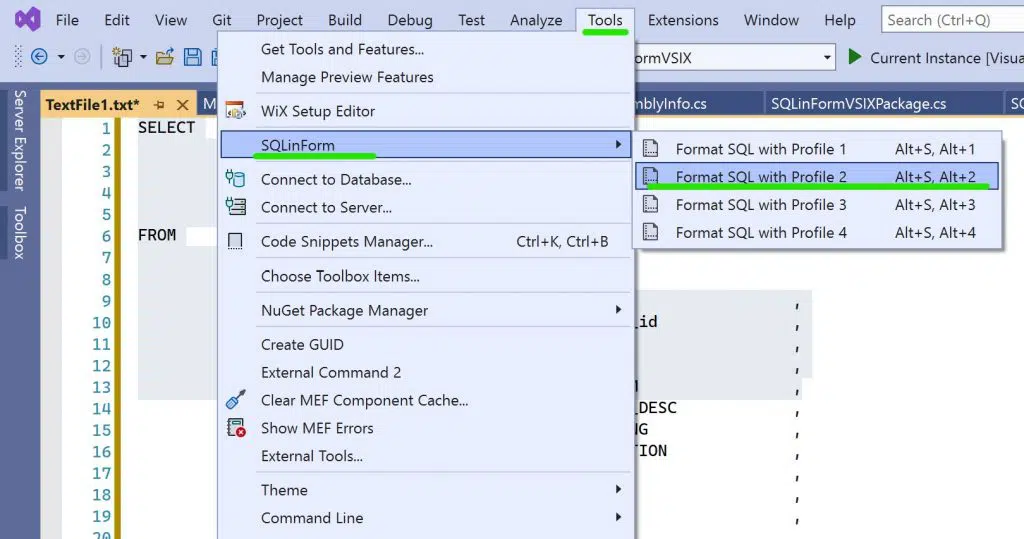 Visual Studio 2022 Sql Formatter