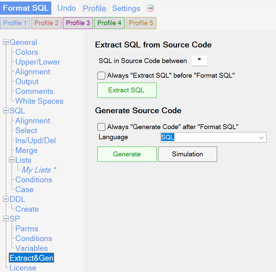 Sql Formatter Options Extract Generate