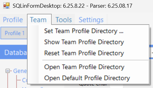 Teamsmenu