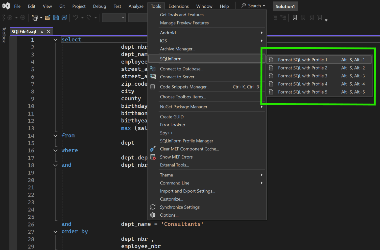 Visual Studio SQL Formatter – VS 2022-2026 Plugin
