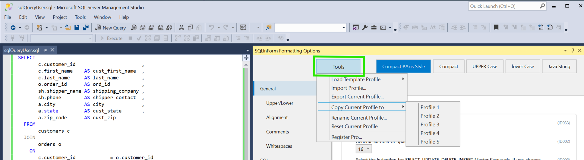 SSMS SQL Formatter Plugin – Free for SSMS 18-22 | 200+ Options